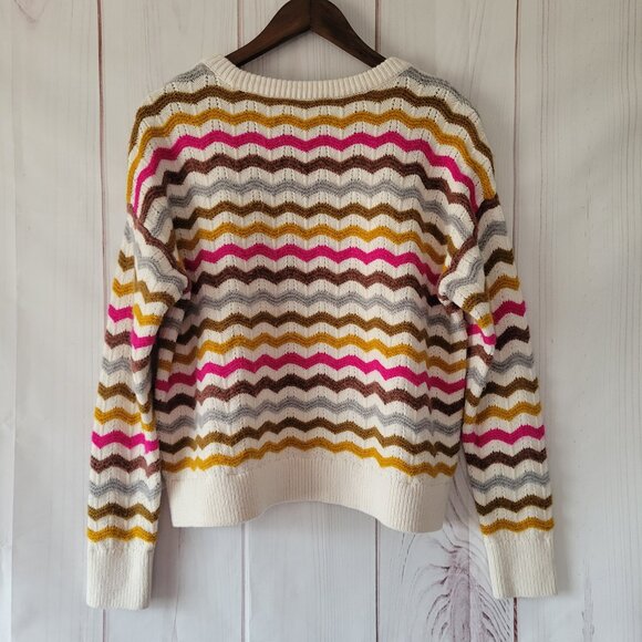 Lou & Gray LOFT Chunky Knit Zig Zag Sweater, Women’s M, Cropped, Like New, EUC - Picture 2 of 6